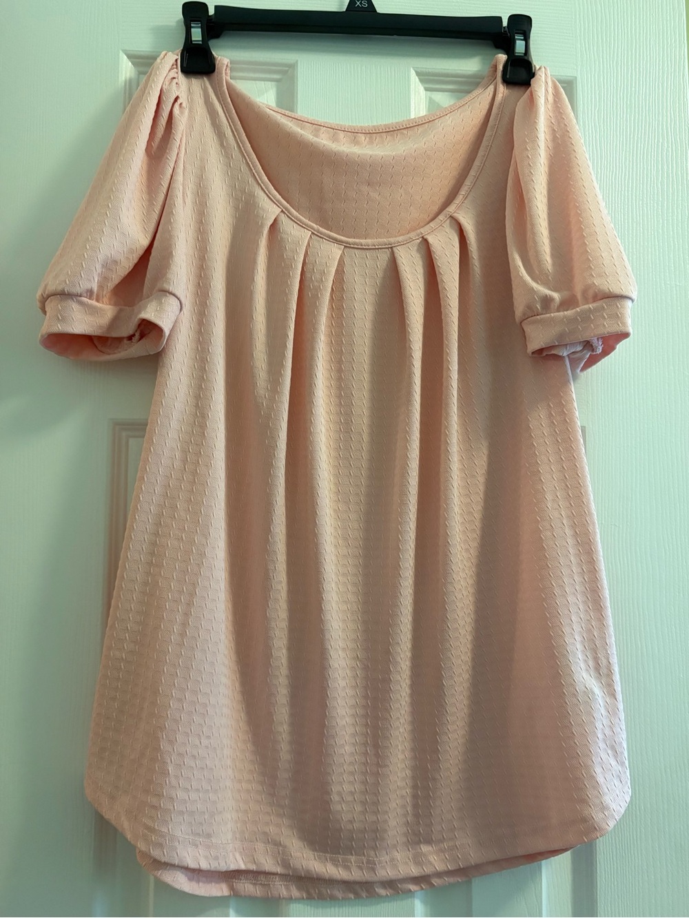 Scoop Neck Puff Sleeve Tunic Top in Soft Pink